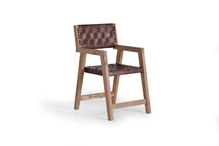 GINER Y COLOMER Silla en piel natural y madera de mango